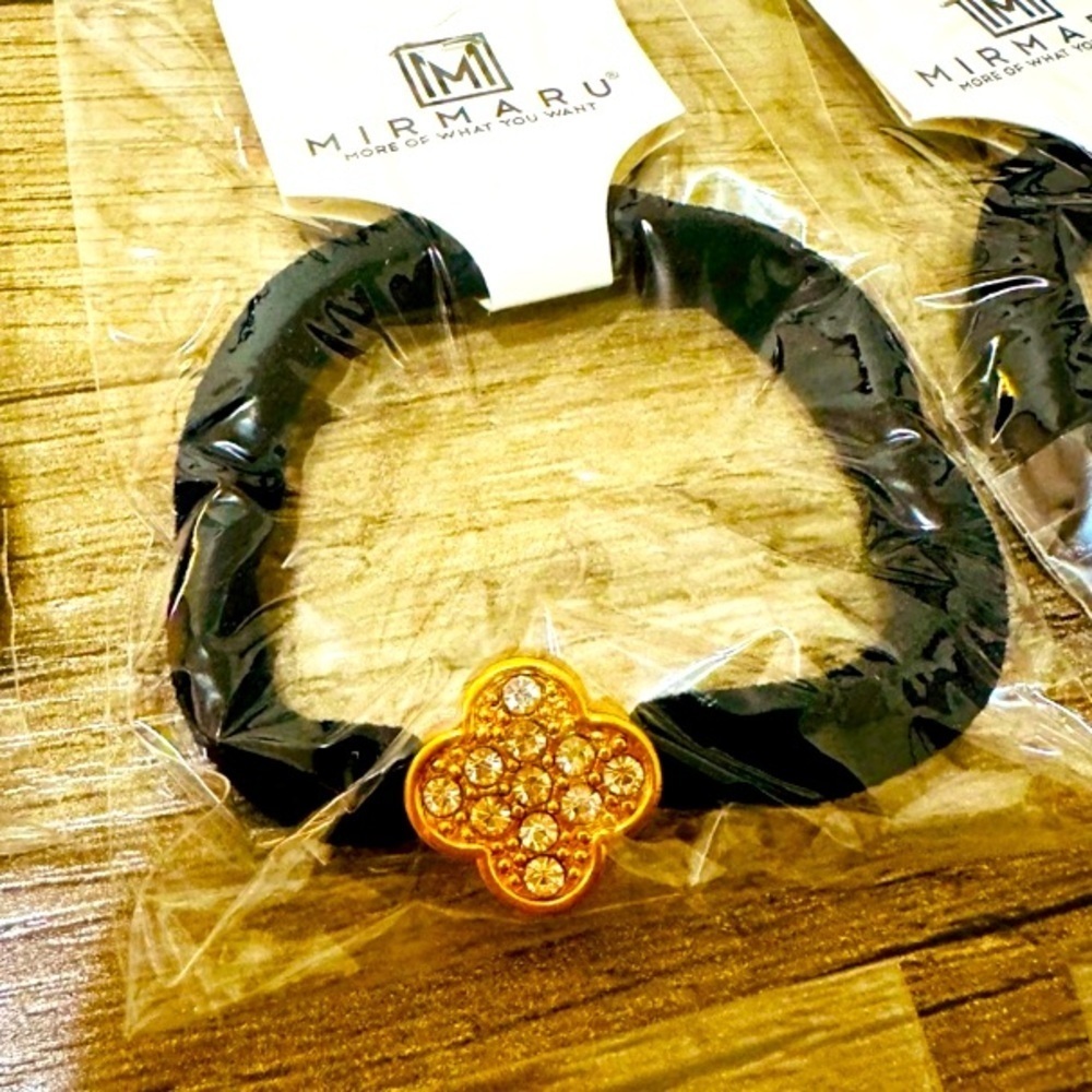 Designer Inspired Rhinestone Clover Hair Tie NWT!